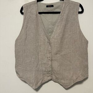 Quince Women's Beige Linen Button Down Vest